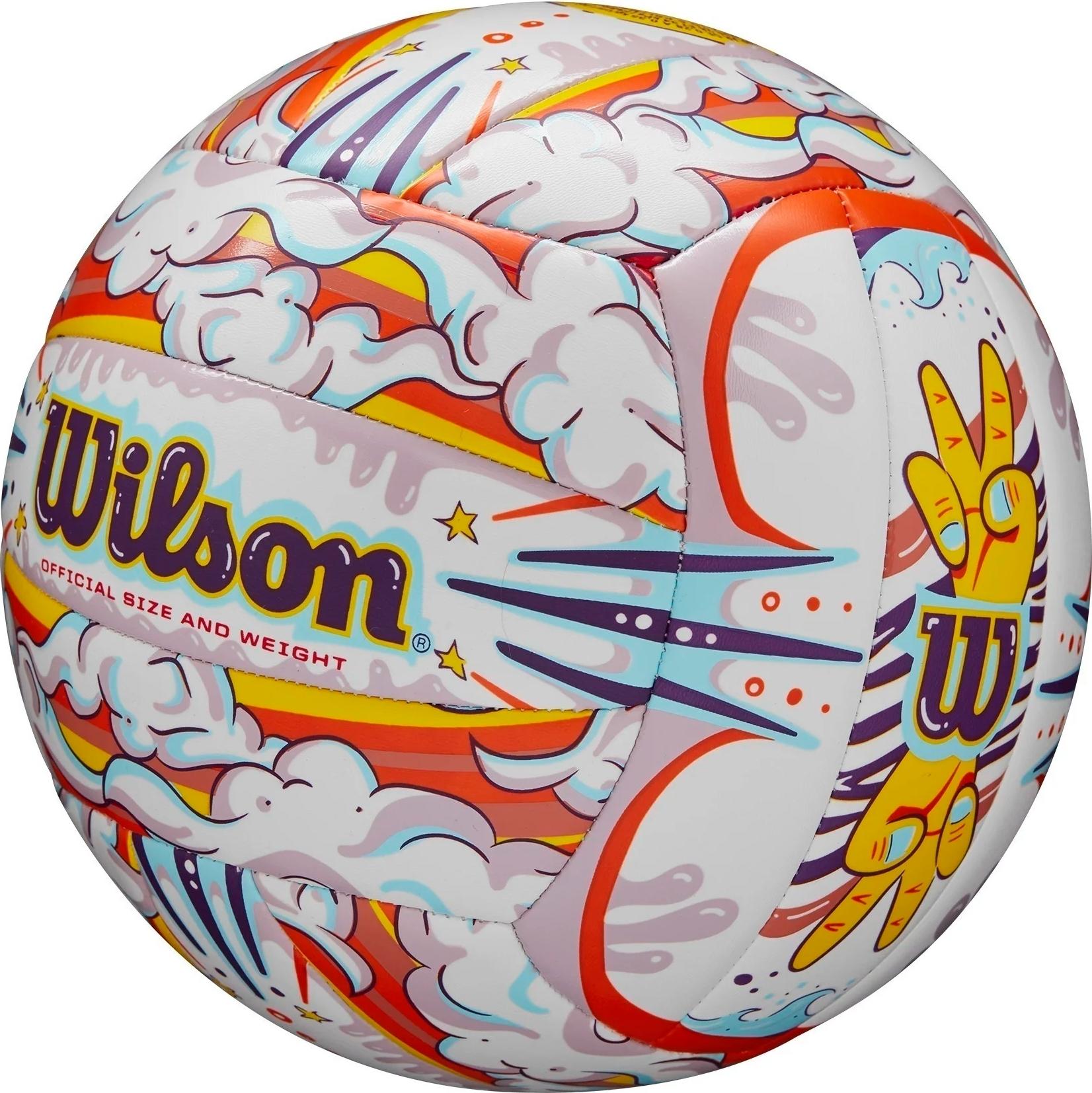 Волейбольний м'яч Wilson GRAFFITI PEACE р. 5 Біло-фіолетовий (WV4006901XBOF) - фото 3