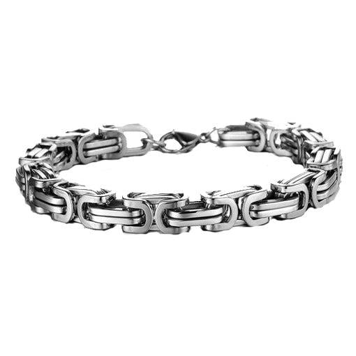 Браслет мужской Steel Rage Silver из медицинской стали на руку 8 мм 22 см Серебристый