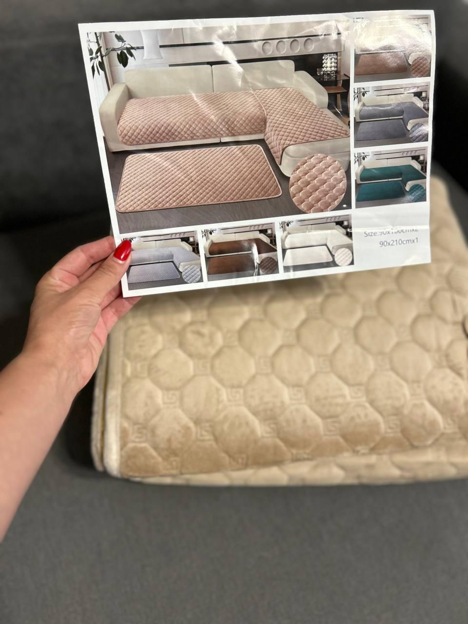 Накидки на диван та крісла велюрові Бежевий (П4К-1102) - фото 2 Накидки на диван та крісла велюрові Бежевий (П4К-1102) - фото 2