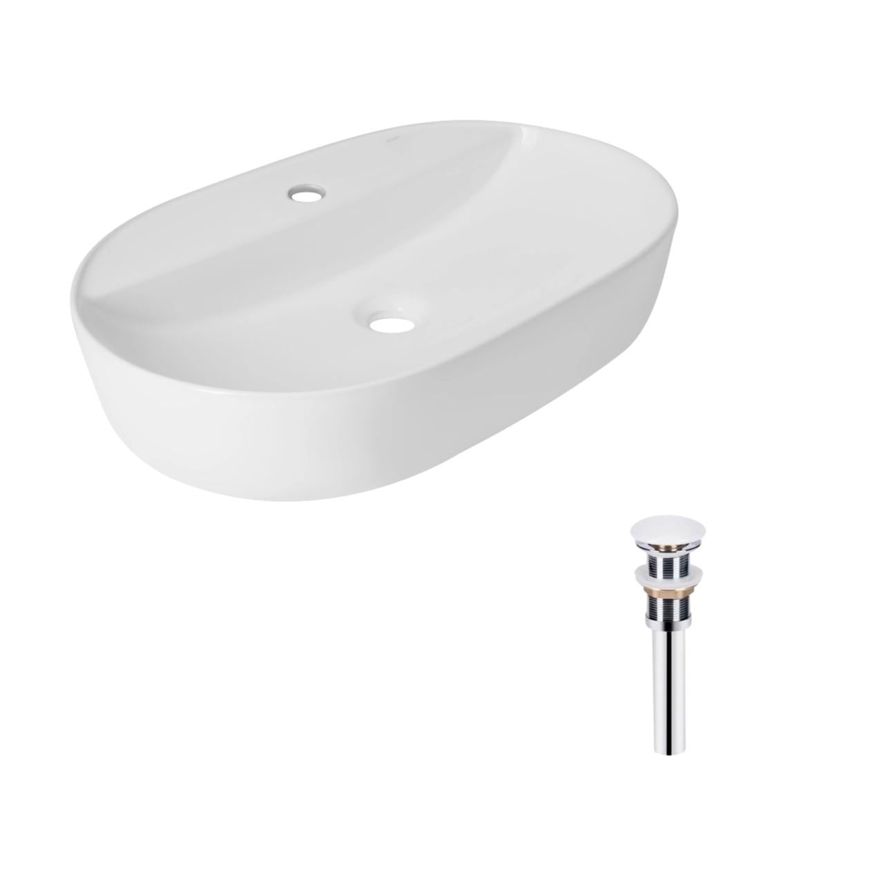 Раковина Qtap Scorpio накладная овальная с донным клапаном PU02 600х400х120 мм White (2612632467)