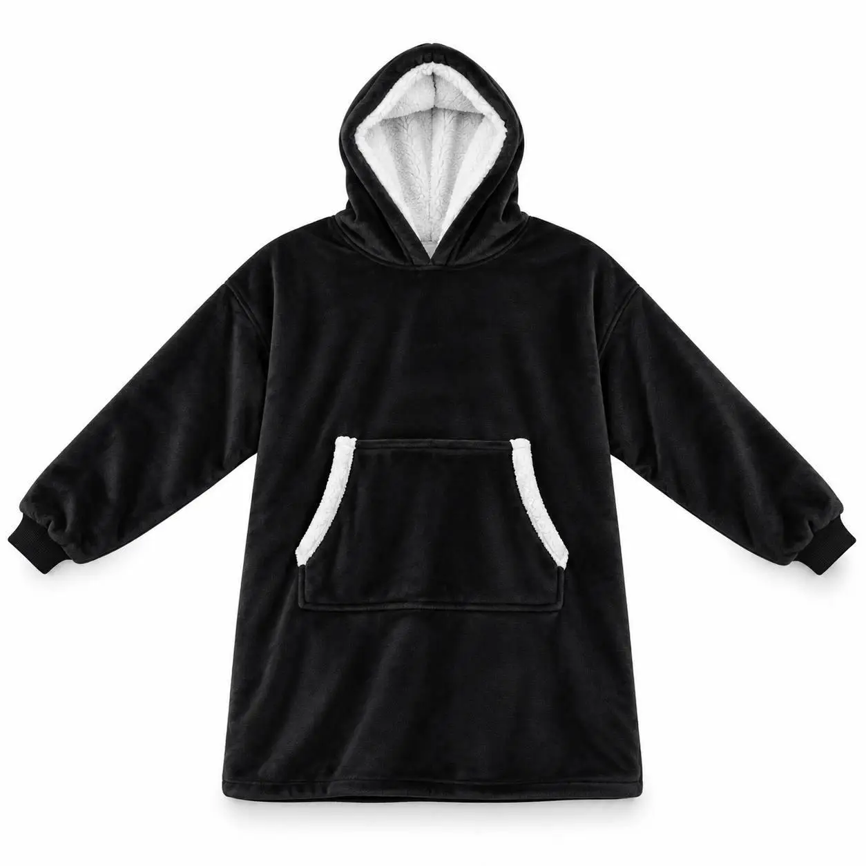 Худи-плед теплый Hugle Hoodie Oversize с капюшоном и мягкой подкладкой Черный (M1253)