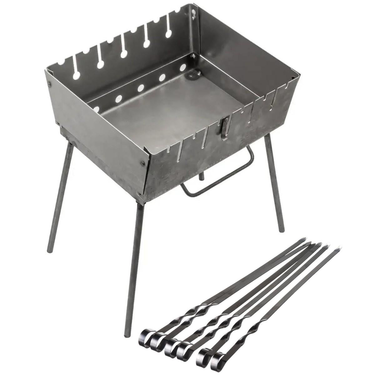 Набор KITUA мангал раскладной чемодан на 6 шампуров с шампурами