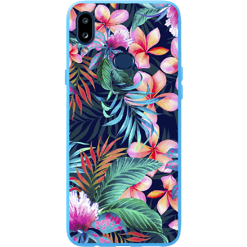 Чохол Boxface Samsung A107 Galaxy A10s flowers in the tropics Блакитний силікон (37944-up1971-41588)