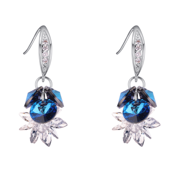 Серьги с кристаллами Сваровски Italina 100628 Прозрачный/Синий