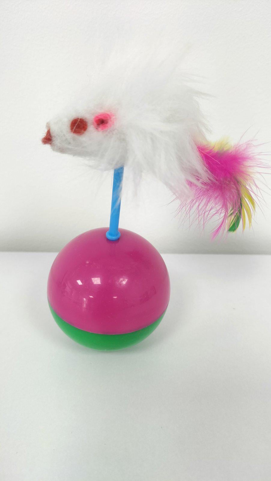 Игрушка для кошек интерактивная Мышка-неваляшка с перьями (ІГ006)