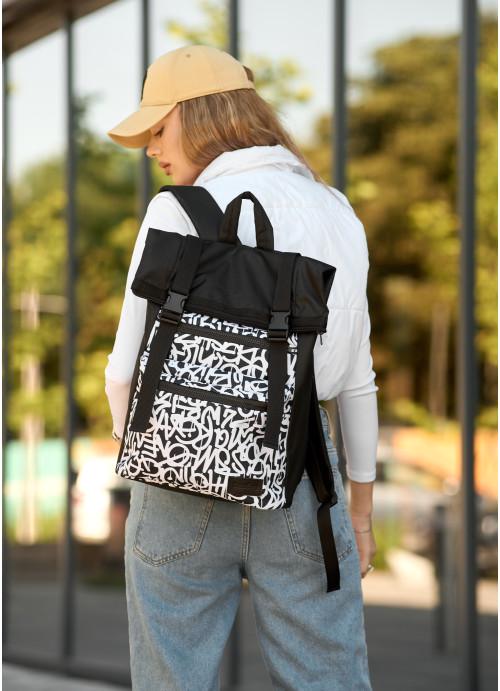 Городской рюкзак женский роллтоп Sambag Graphity тканевый с карманом под ноутбук (4750301641)