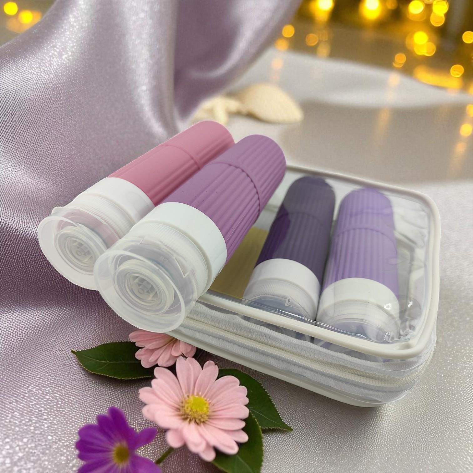 Дорожный набор флаконов для косметики Univerza силиконовый 4 шт. по 90 мл Фиолетовый - фото 13