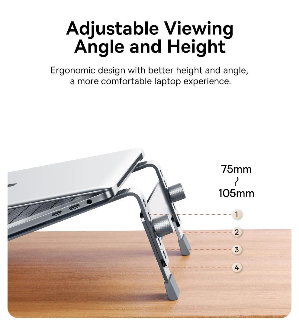 Підставка BASEUS для ноутбуку металева Сірий (B10053100811-00) - фото 9 Підставка BASEUS для ноутбуку металева Сірий (B10053100811-00) - фото 9