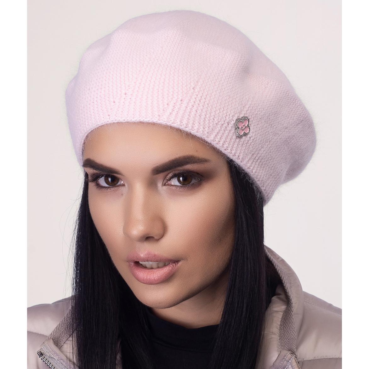 Берет женский одинарный Leks Калина one size Бледно-розовый