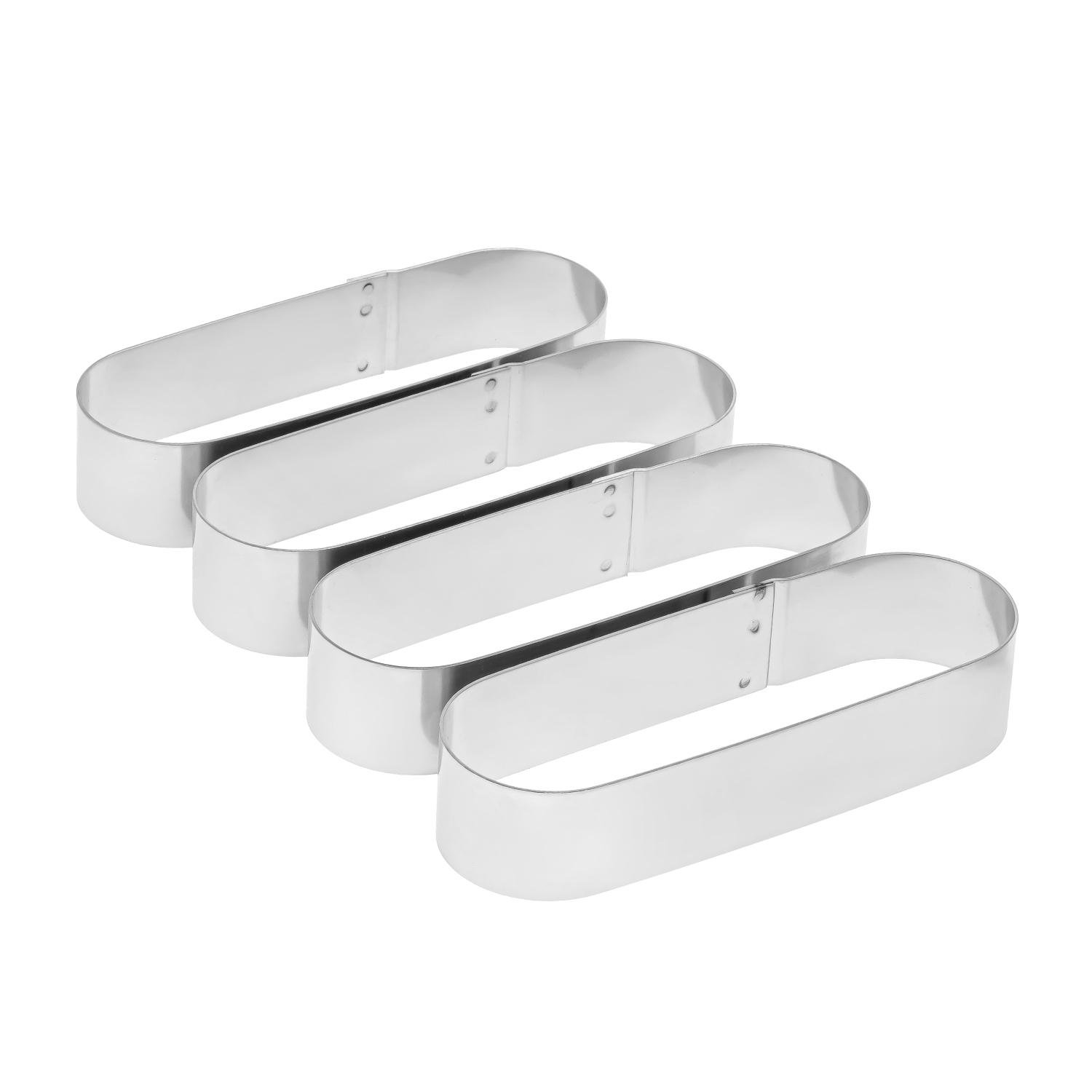 Металлические овальные формочки порционные для эклеров/пирожных/тарталеток 12х4х2,5 см 4 шт. (87231) - фото 4