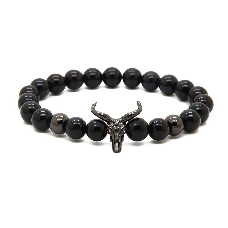 Браслет из агата с антилопой р. 15 Черный (40007)