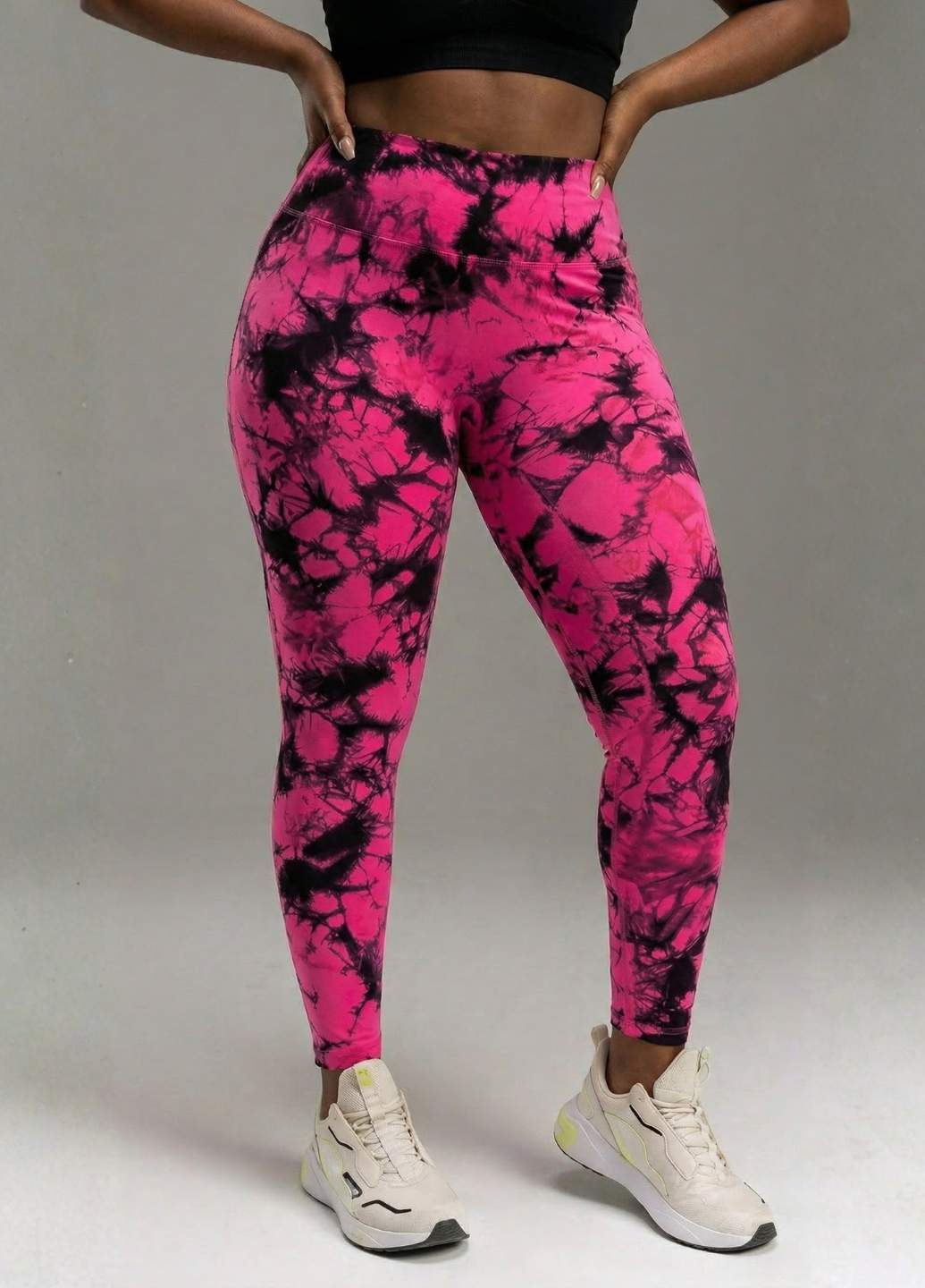 Лосини жіночі батал з пуш ап тай-дай Plus Size 2XL Рожевий (70372/2XL)