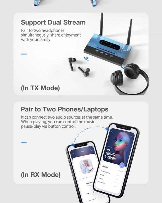 Bluetooth ресивер/трансмітер BlitzWolf BR-7 3в1 RX/TX/BM Bypass Mode NFC ANC aptx - фото 10