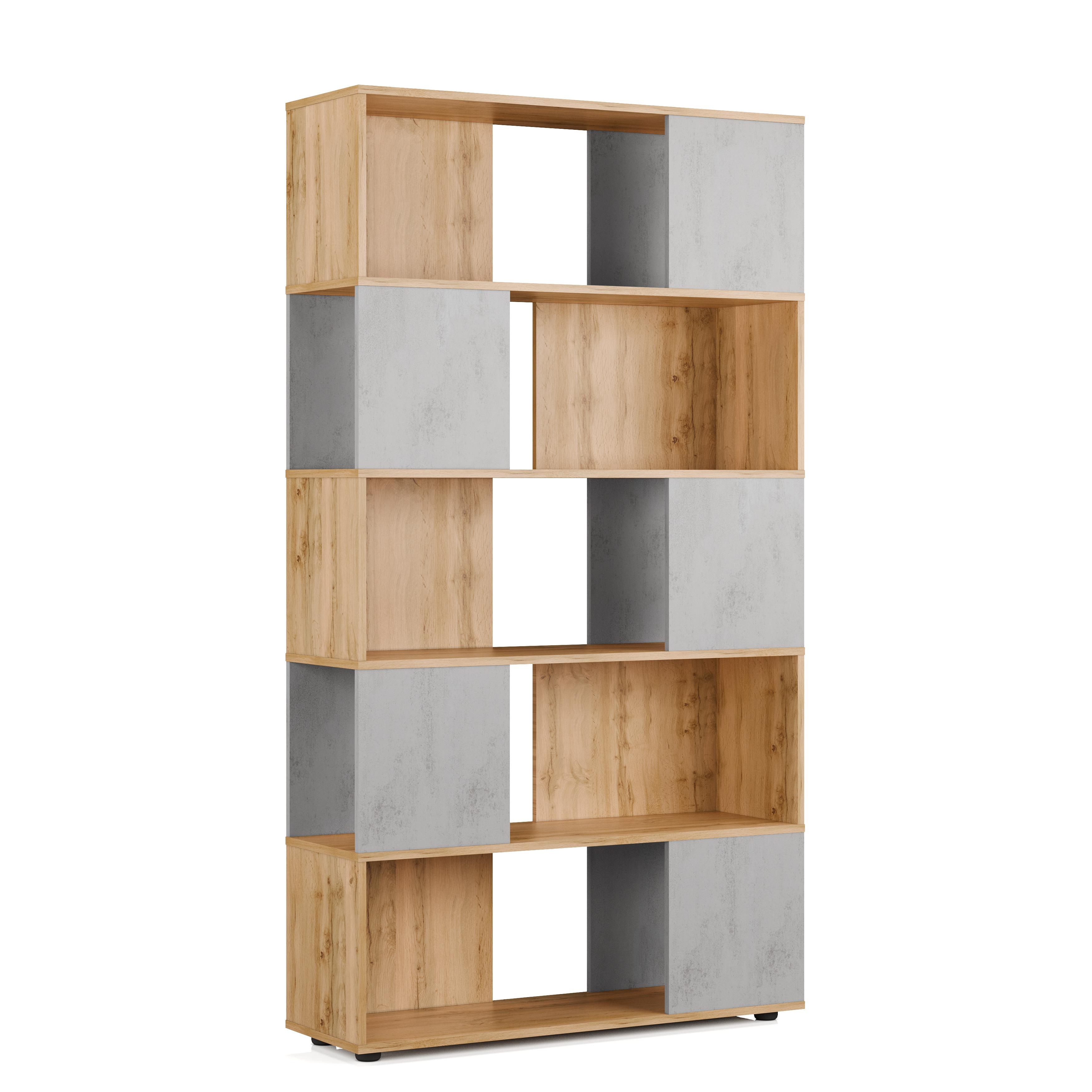 Стеллаж Moreli Laos 0002 с ячейками и полками 1000x1830x320 мм Дуб аппалачи/Бетон тефра (18882357)