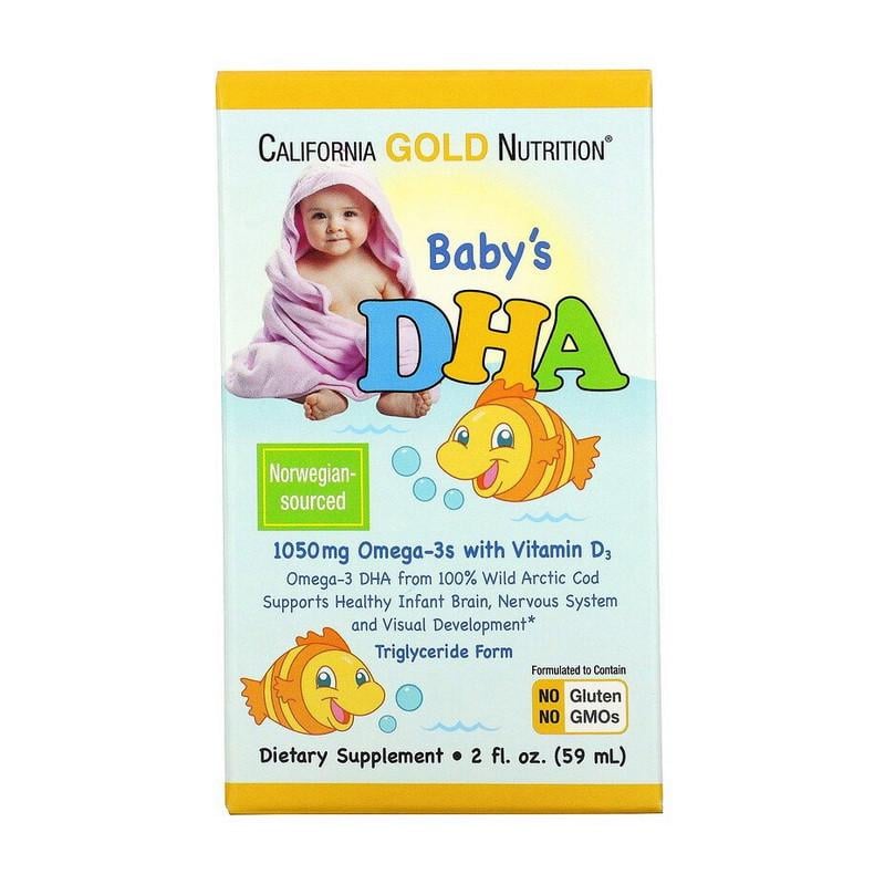 Омега-3 с витамином D3 для детей California Gold Nutrition Baby's DHA with Vitamin D3 59 ml (19207-01)