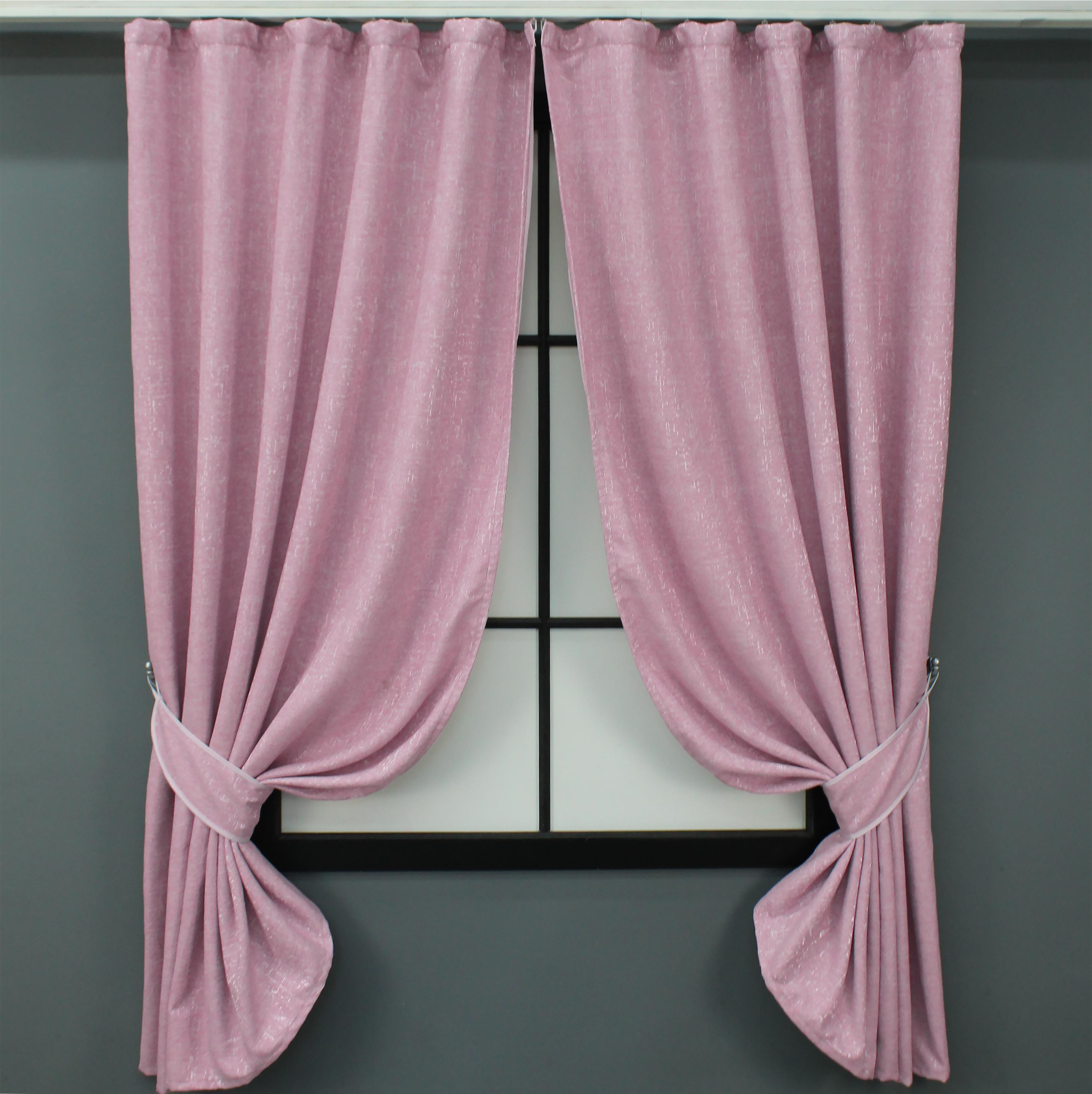 Комплект коротких штор VR-Textil Лен № 1345ш 130х170 см 2 шт. Розовый (35-0180)
