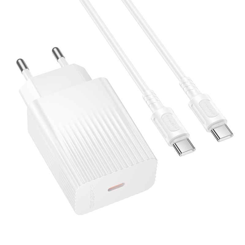 Зарядний пристрій мережевий Borofone BAS75A Source single port PD30W charger set C to C EU White (35226818)