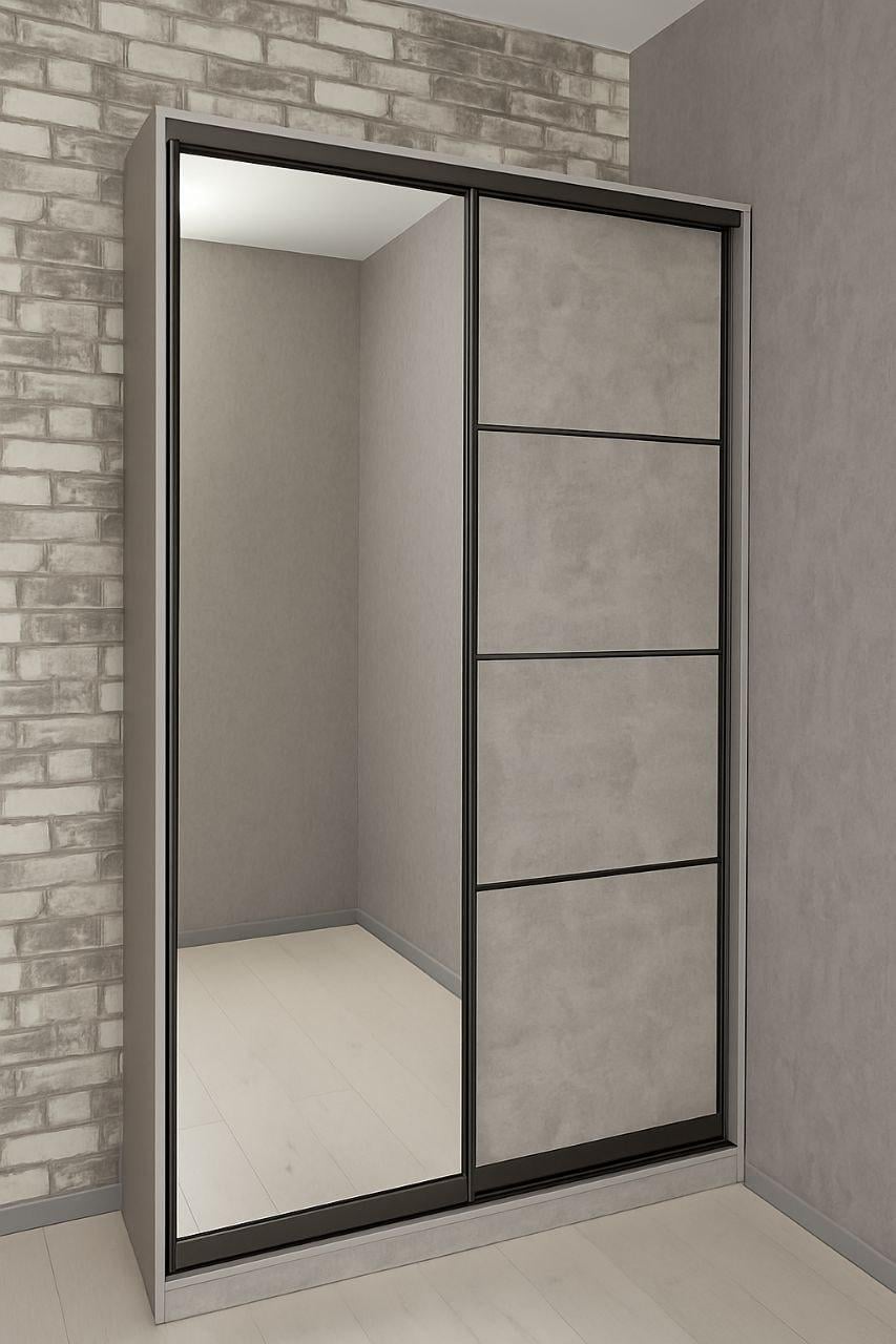 Шкаф купе Мириам комби 4 с зеркалом ДСП 1500x2400x600 мм Бетон (20815)