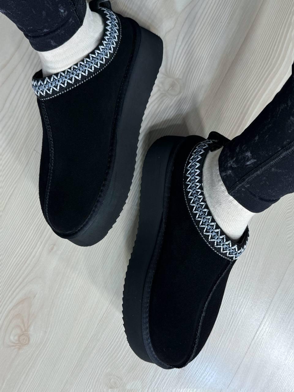 Угги женские Itts 1702-1 тапочки на платформе замшевые с вышивкой р. 37 Черный (6006)