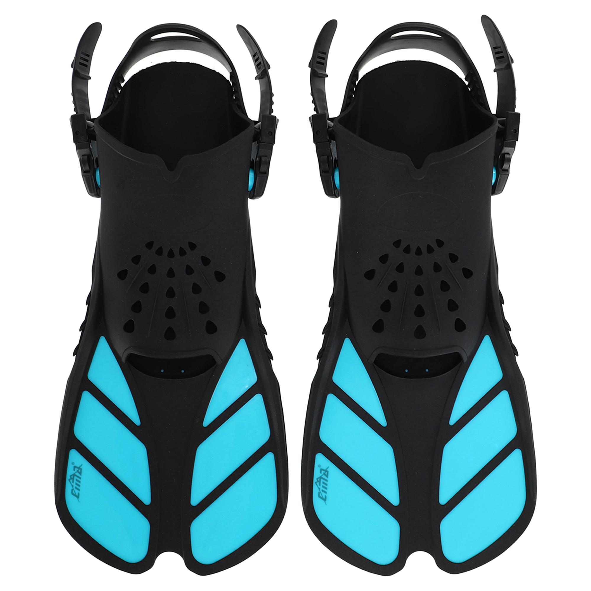 Ласты CIMA PL-8968 для тренировок в бассейне короткие с открытой пяткой ML/XL р. 42-47 Черный/Бирюзовый