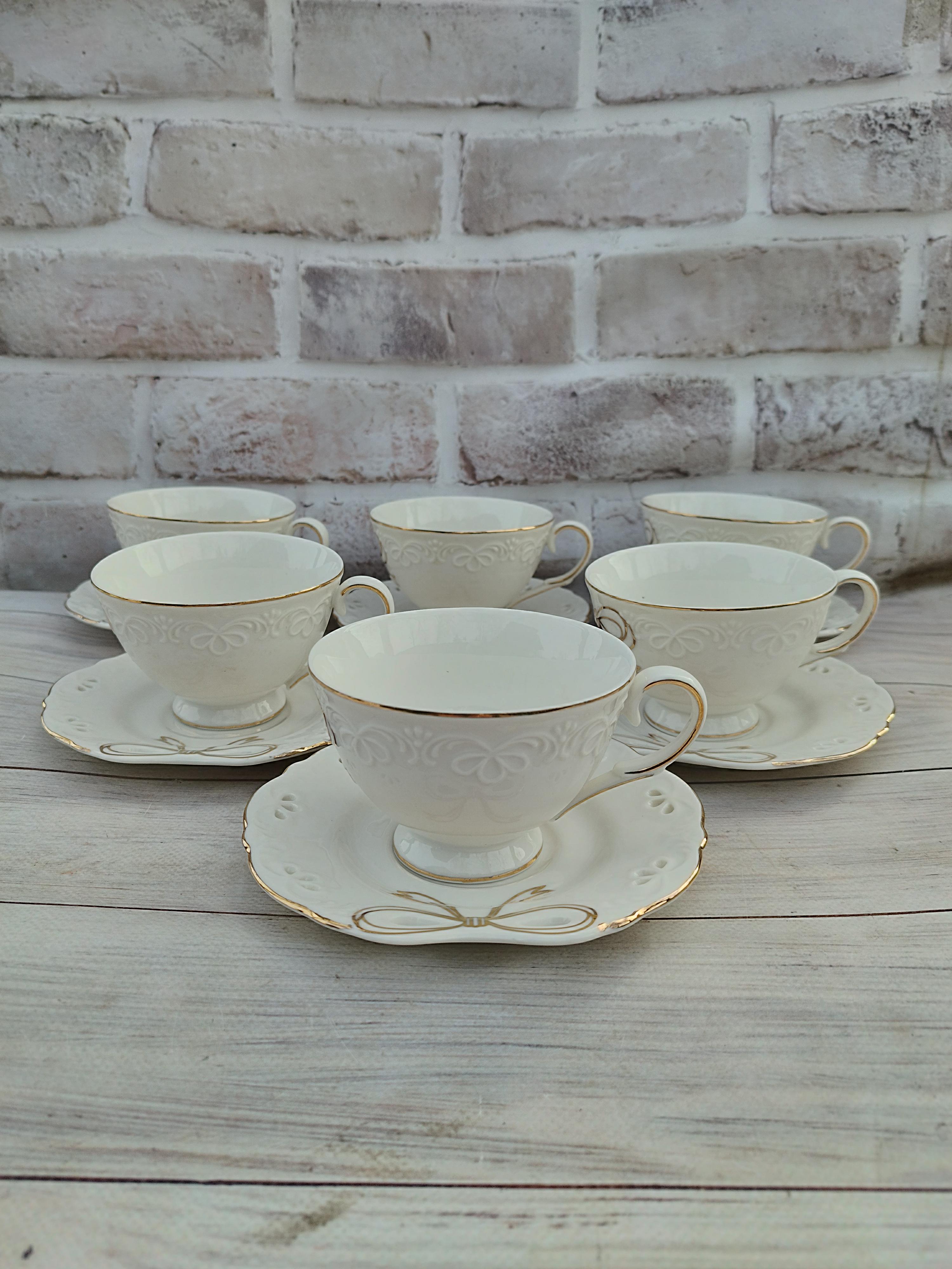 Чайный сервиз SNT Белый бант фарфор 220 мл 12 предметов 6 персон Белый (1754)