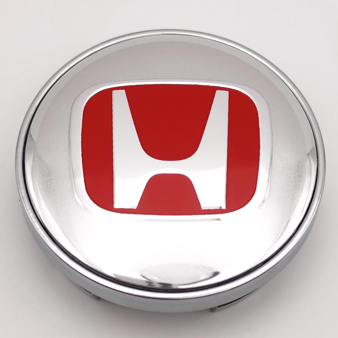 Колпачок заглушка ступицы колеса Honda 60 мм Хром/Красный (3008165151)