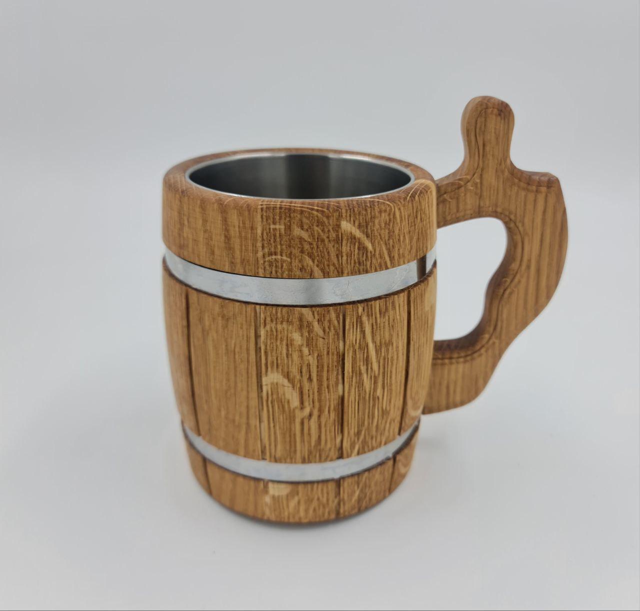 Кухоль для пива з натурального дерева 0,5 л Коричневий (28410019)