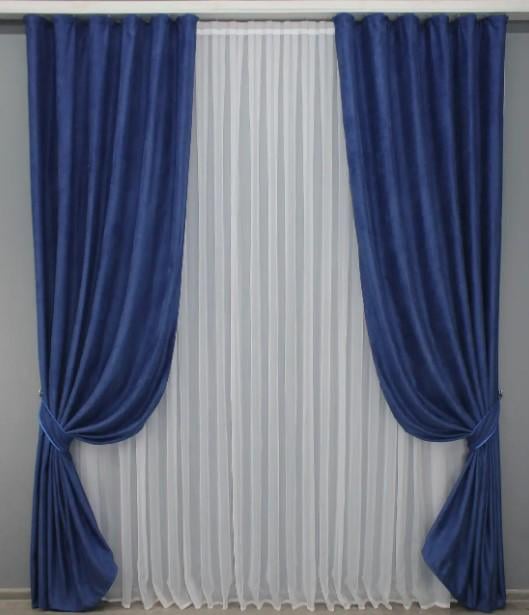 Комплект штор лен мешковина 1х2,7 м 2 шт. Синий (1376ш 31-770)