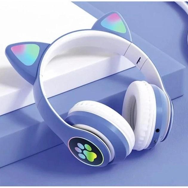 Наушники беспроводные Cat Ear VZV-23M Bluetooth с подсветкой Синий (373077) - фото 2