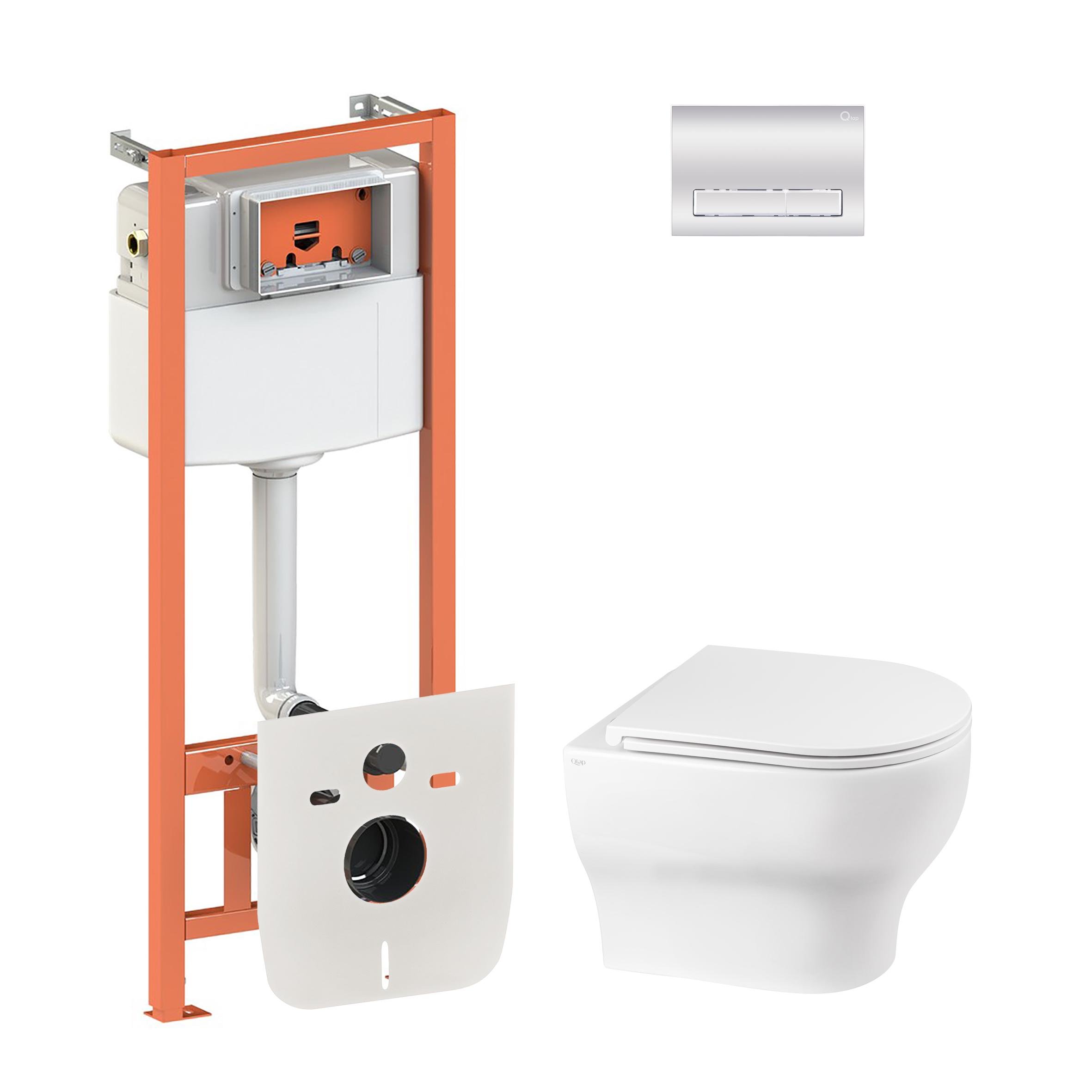 Комплект инсталляции Q-tap Nest QT0333063ERW0133M425M08381CRM с унитазом кнопка Хром (124684)