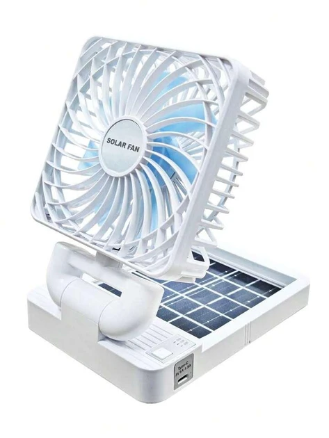 Вентилятор настольный на солнечной батарее и USB Solar Fan 2400 мАч Белый (27566721)