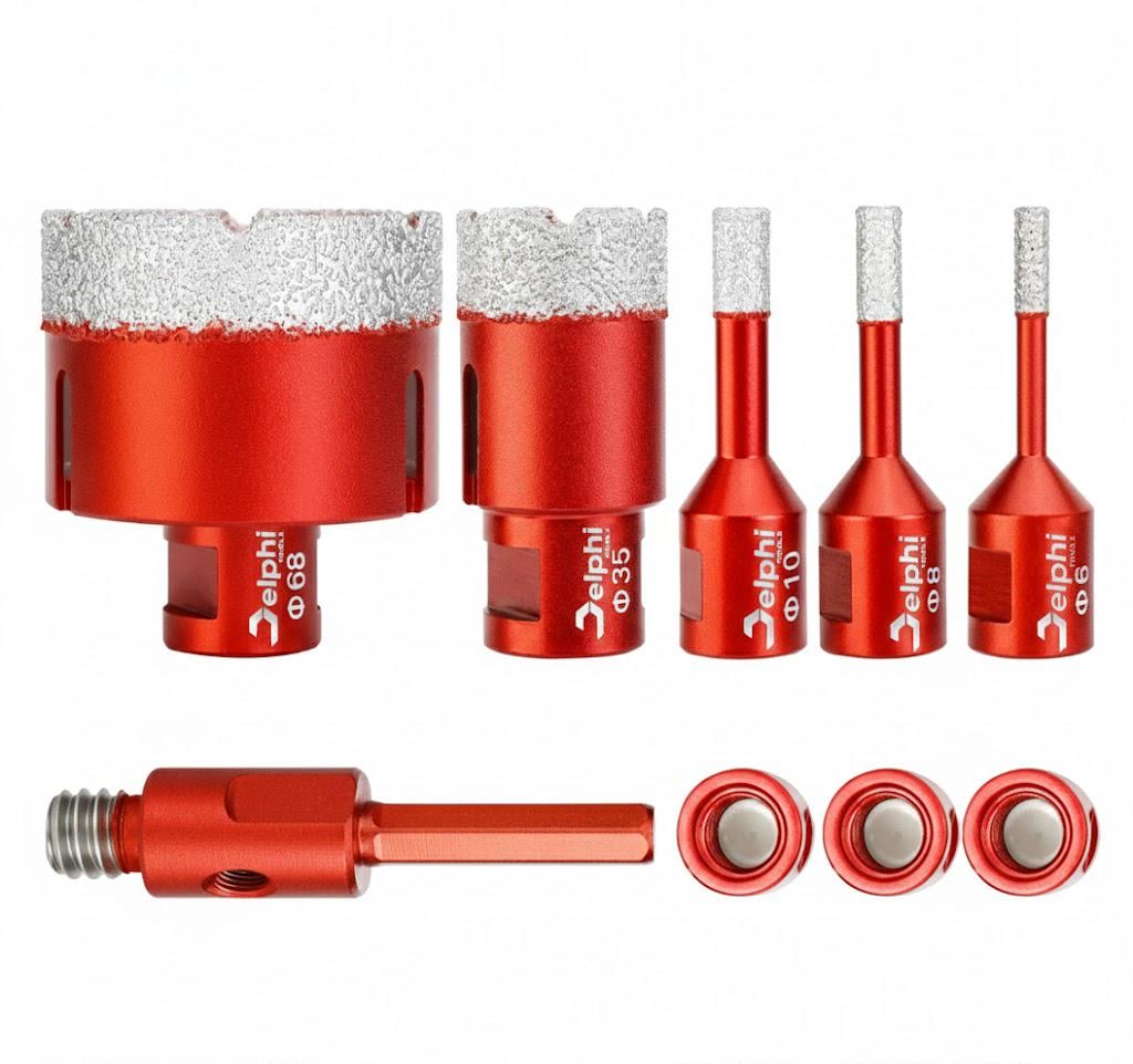 Набор алмазных коронок Delphi с адаптером 6-68 мм 5 шт. (8650889412)