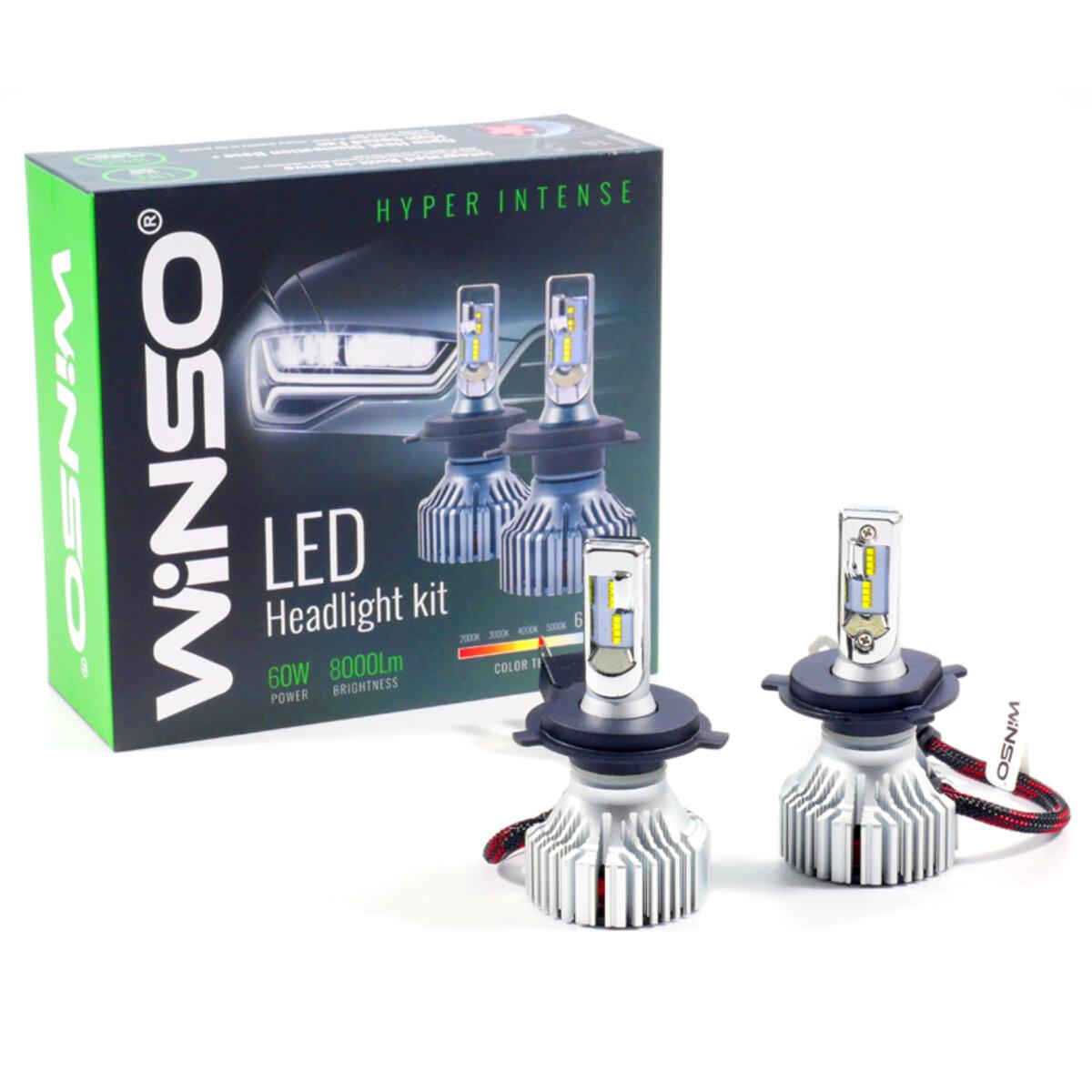 Лампы автомобильные головного света WINSO LED H4 12/24V 60W 8000Lm 6500К ZES Chip 2 шт. (798400)