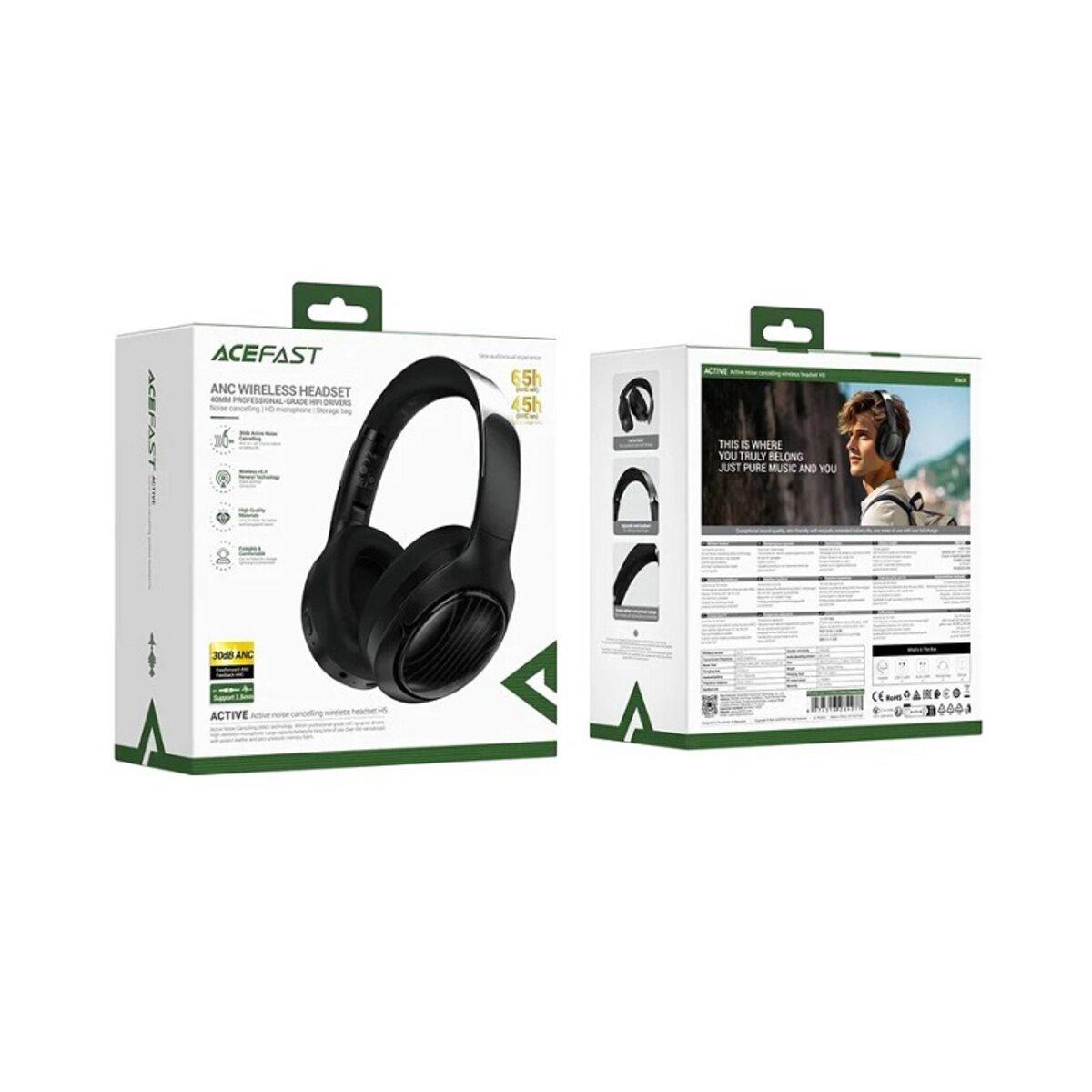Навушники бездротові Acefast H5 BT5.3 active noise cancelling wireless headset 500 mAh Black (6974316284277) - фото 6 Навушники бездротові Acefast H5 BT5.3 active noise cancelling wireless headset 500 mAh Black (6974316284277) - фото 6