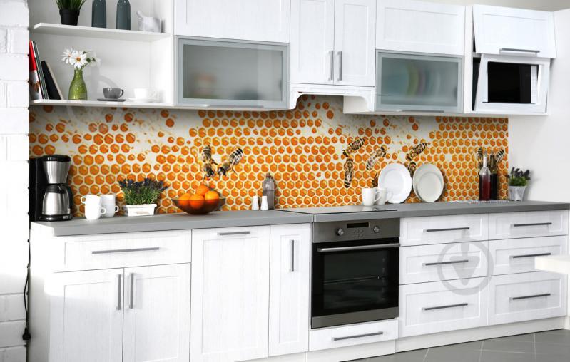 Скинали на кухню Zatarga «Пчелиные соты» 650х2500 мм виниловая 3Д наклейка кухонный фартук самоклеящаяся