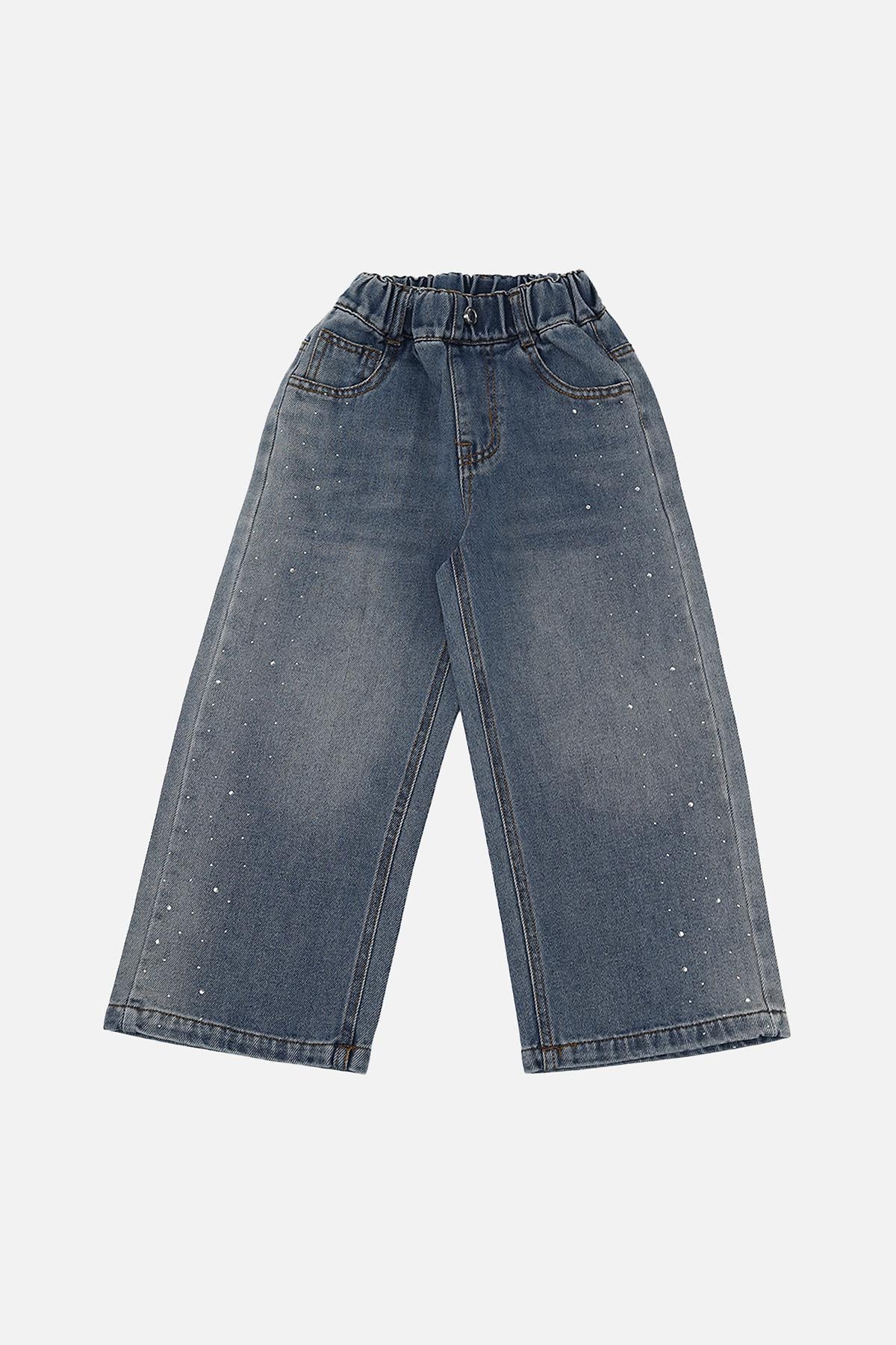Джинсы wide leg для девочки 110 см Голубой (ЦБ-00290304)