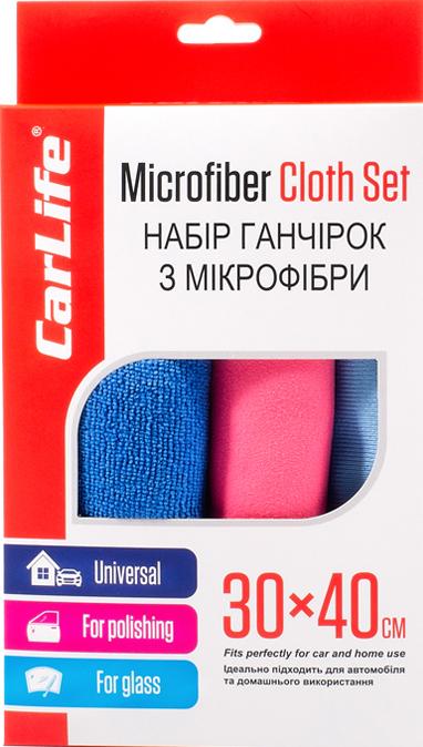 Салфетки микрофибра CarLife CC905 30x40 см 3 шт. (13900)