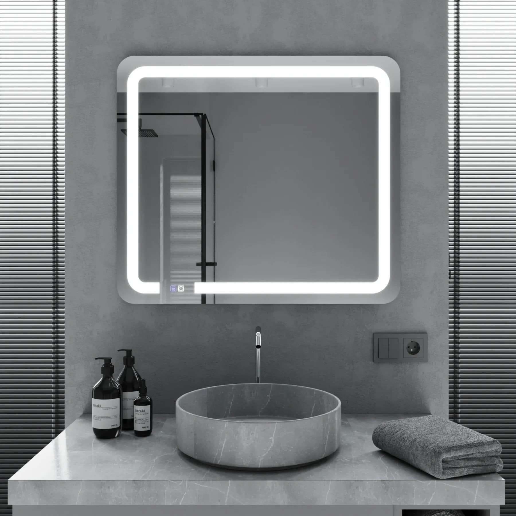 Зеркало для ванной комнаты Mironiks прямоугольное с фоново-фронтальной LED-подсветкой 800x600 мм (FR-MRKS-309790)