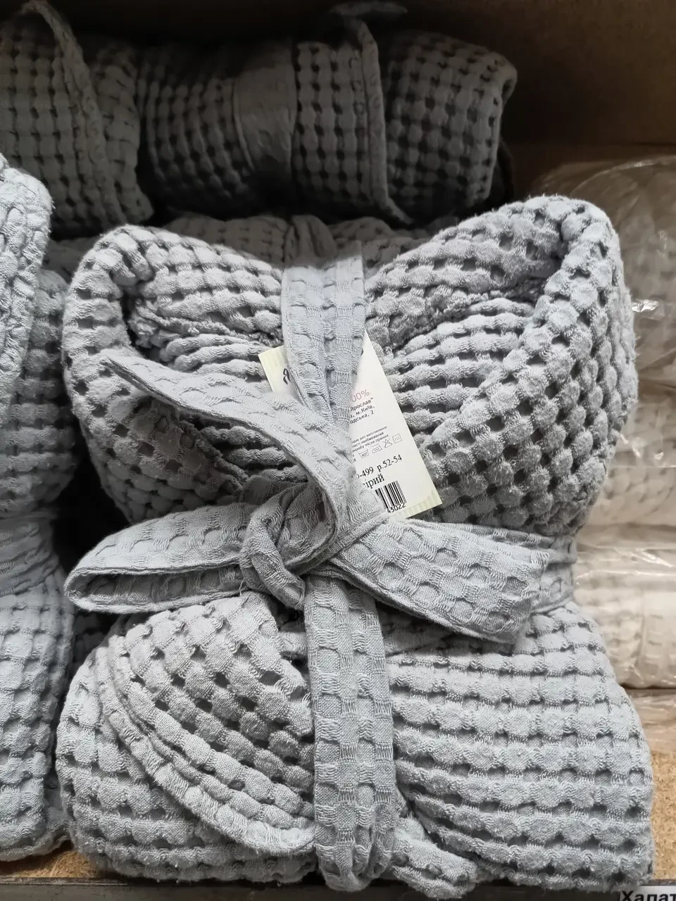 Халат вафельный 3D р. 60-62 Серый (Ф-499) - фото 2