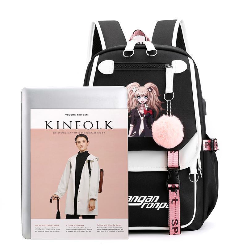 Шкільний рюкзак для дівчинки у японському стилі Sakura з USB-портом і хутряним помпоном (1336652373) - фото 3 Шкільний рюкзак для дівчинки у японському стилі Sakura з USB-портом і хутряним помпоном (1336652373) - фото 3