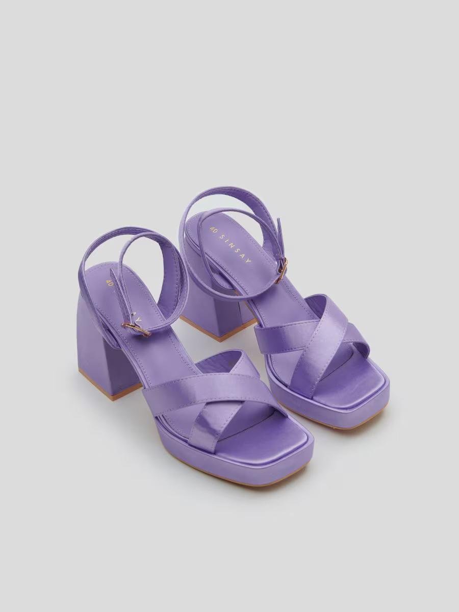Босоніжки Sinsay на блочних підборах р. 40 Фіолетовий (3475340)