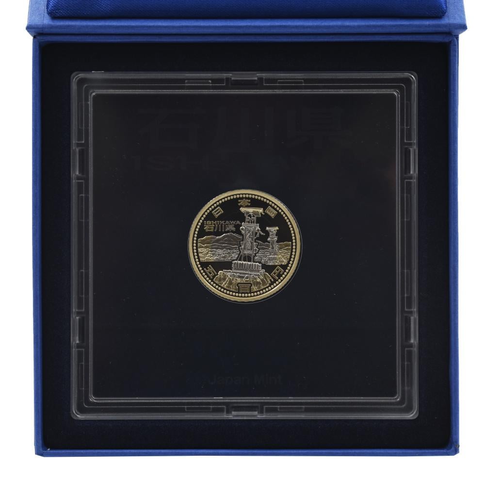 Коллекционная монета Япония 500 иен 2014 биметалл Proof Префектуры Исикава в сувенирной упаковке (М21358)
