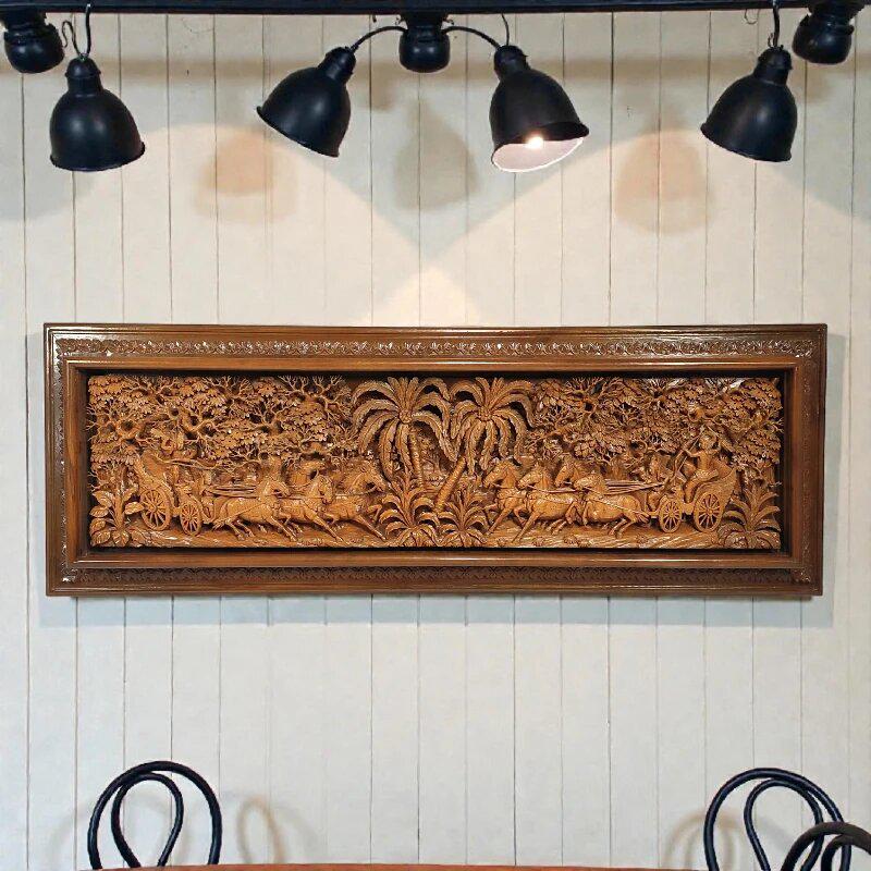 Панно Кришна и Арджуна KK-22 тик 167х58 см