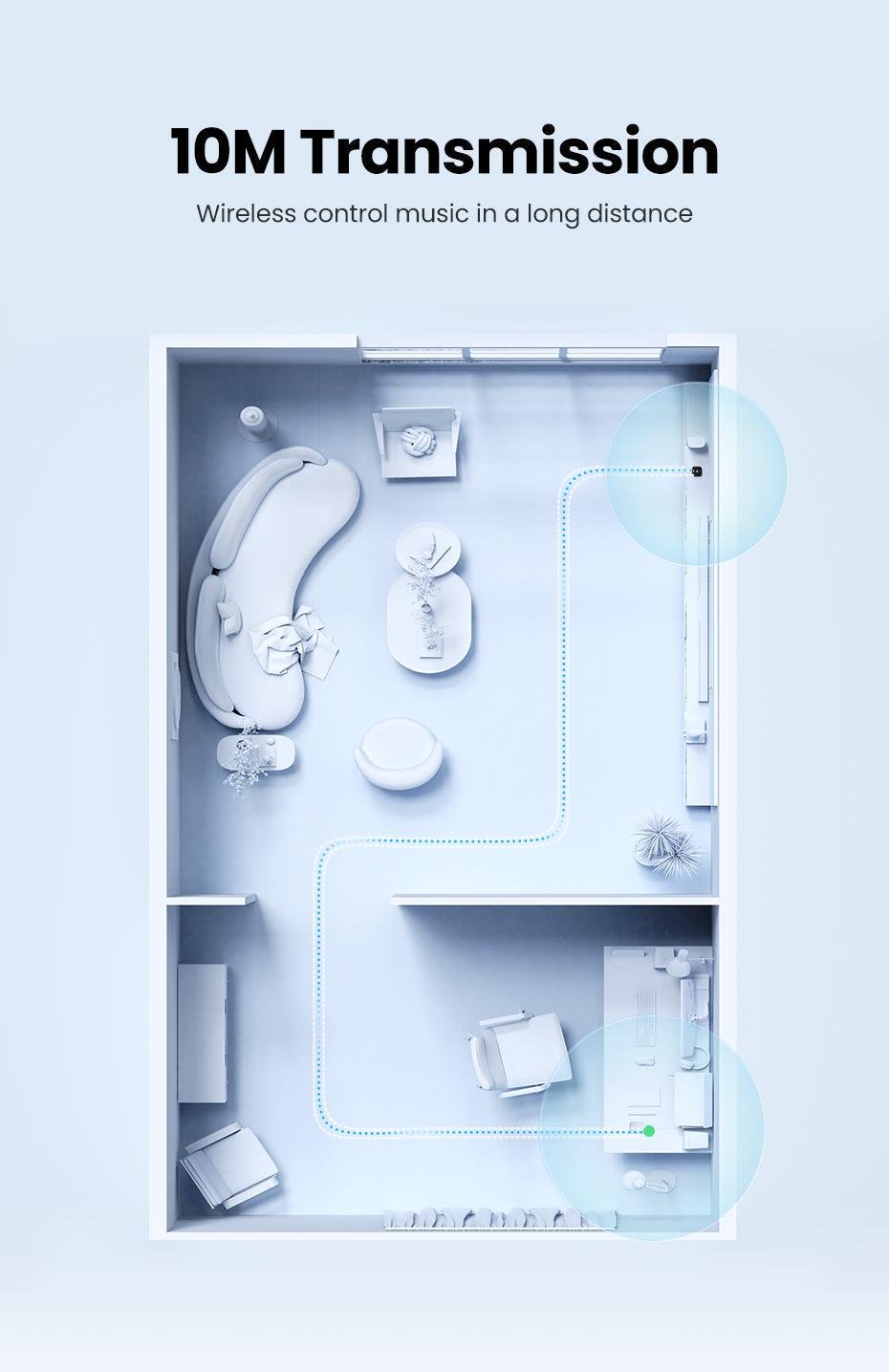 Адаптер UGREEN Bluetooth 5.1 приймач aptX HD Hi-Res 3,5 мм minijack AUX/2RCA-micro USB Аудіо AAC/SBC стерео Чорний (40759) - фото 9