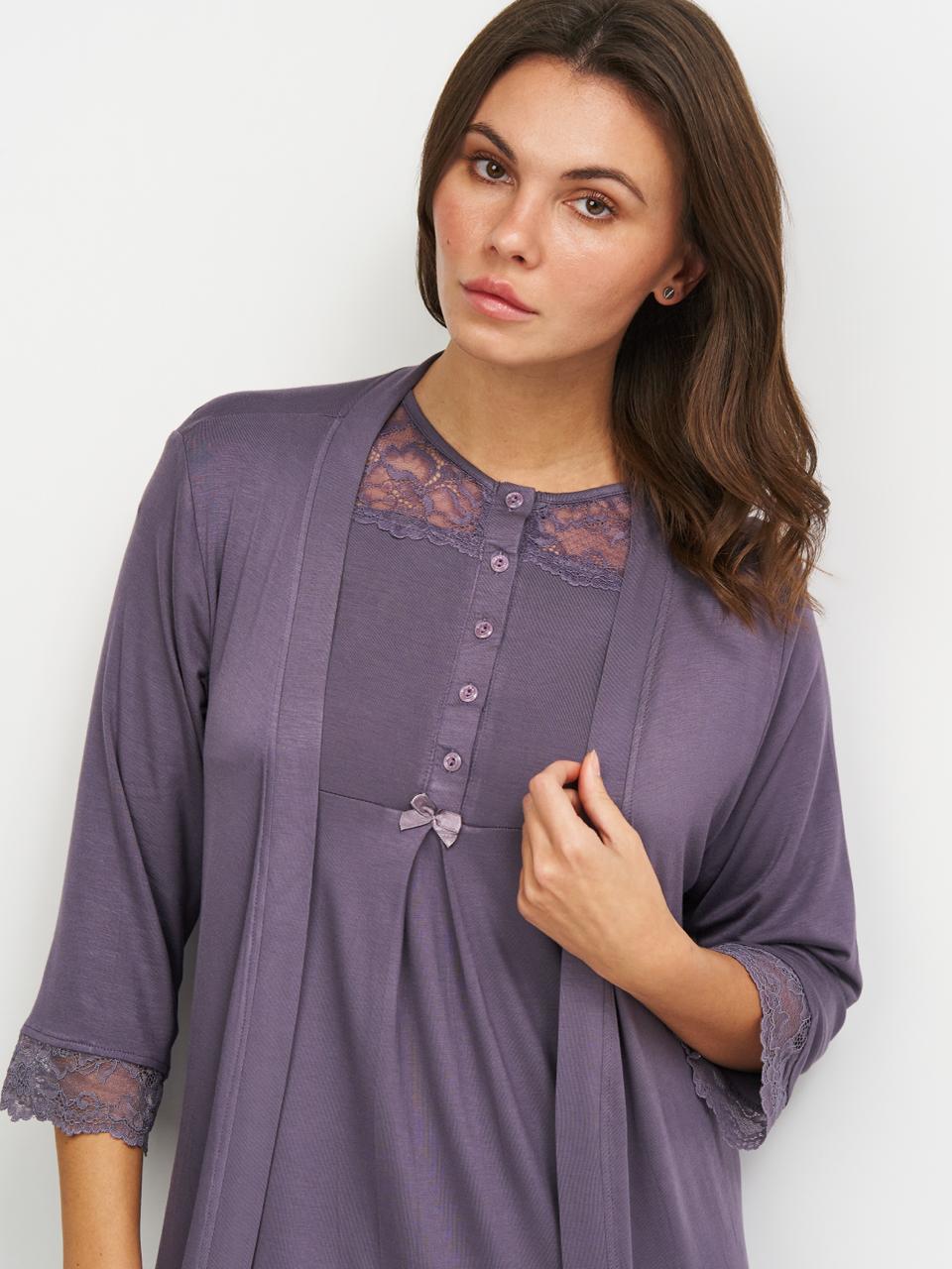 Пижама женская Cotpark халат/брюки/футболка 2XL Фиолетовый (16187-01-2XL) - фото 4