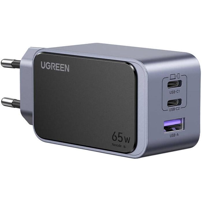 Зарядное устройство UGREEN X553 3xUSB 65W GaN Nexode Fast Charger Grey (35042)