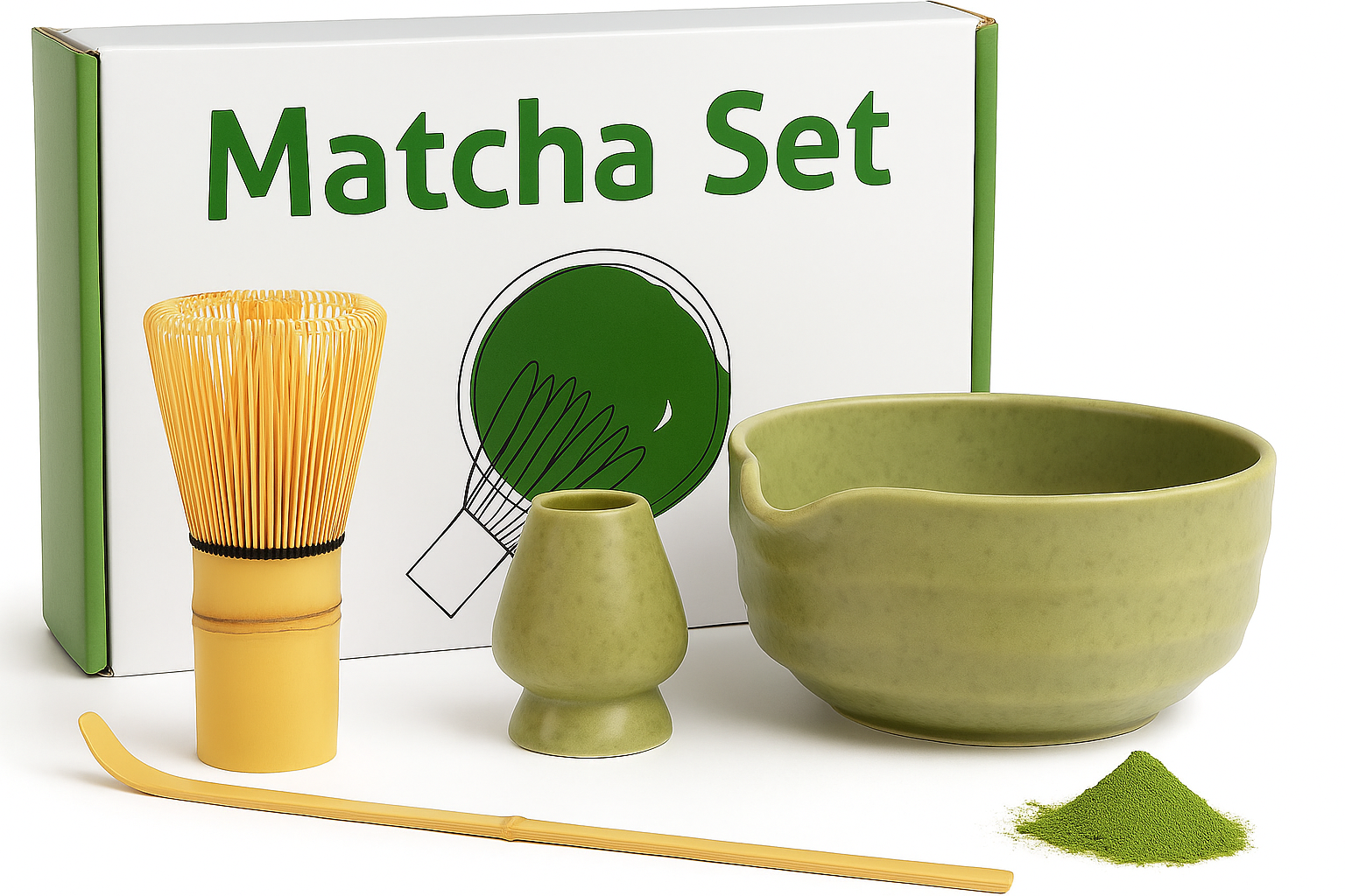 Набор для приготовления матча премиальный Moolo керамическая чаша/керамическая подставка для венчика/бамбуковый венчик и мерная ложка