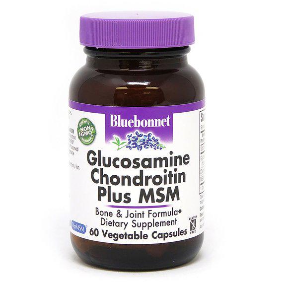 Препарат для суглобів та зв'язок Bluebonnet Nutrition Glucosamine Chondroitin Plus MSM 60 Veg Caps - фото 1