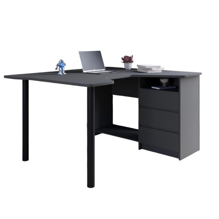 Стол компьютерный LION Буст угловой правосторонний с ящиками 1400х1200х745 см Антрацит