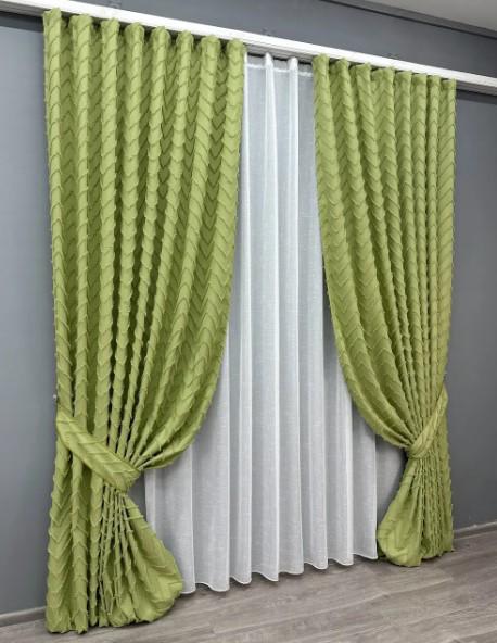 Тканина для штор льон Оливковий (1805ш) - фото 7 Тканина для штор льон Оливковий (1805ш) - фото 7